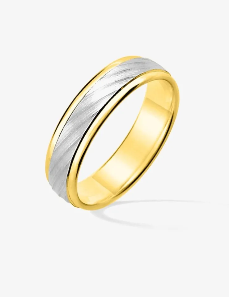 Alliance or bicolore 750 ‰ intérieur jaune - Mariage