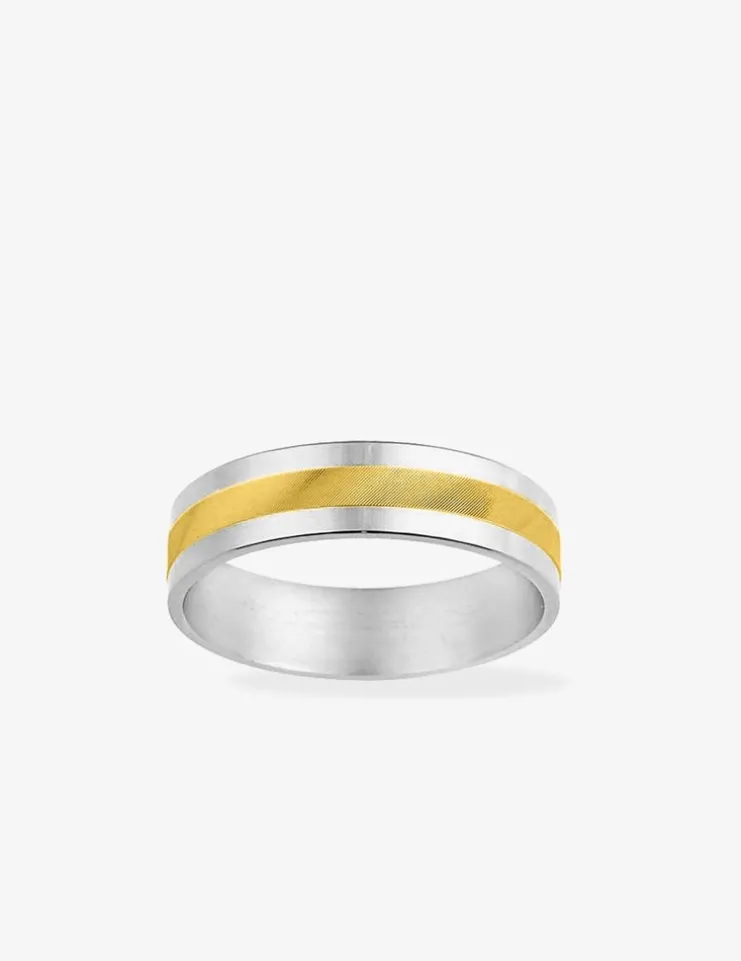 Alliance or bicolore 750 ‰ intérieur blanc - Mariage