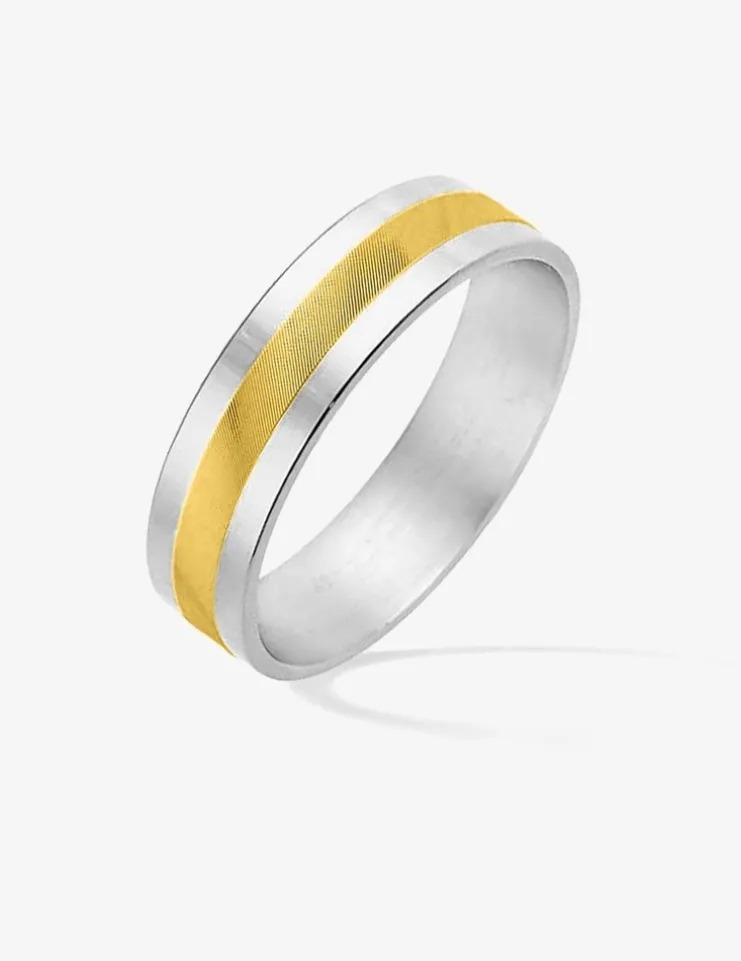 Alliance or bicolore 750 ‰ intérieur blanc - Mariage