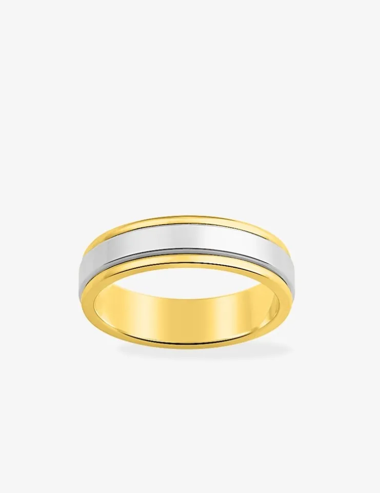 Alliance or bicolore 750 ‰ intérieur jaune - Mariage