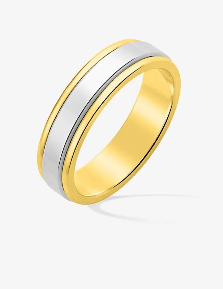 Alliance or bicolore 750 ‰ intérieur jaune - Mariage