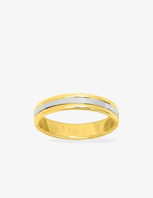 Alliance or bicolore 750 ‰ jaune et blanc lisse - Mariage