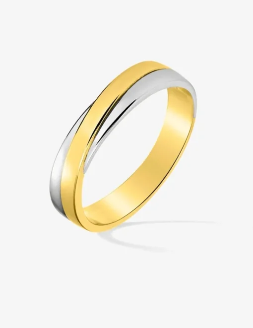 Alliance or bicolore 750 ‰ jaune et blanc croisés - Mariage