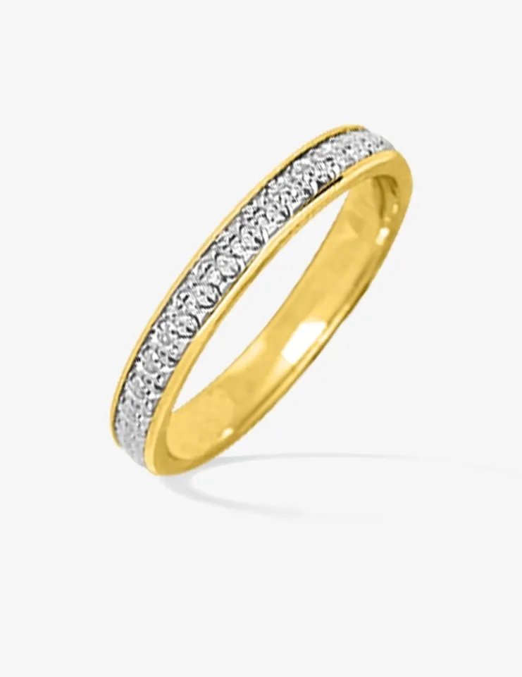 Alliance or bicolore 750 ‰ perlée - Mariage