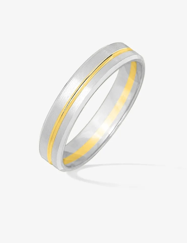 Alliance or bicolore 750 ‰ ruban intérieur bicolore - Mariage