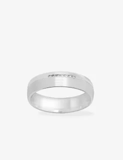 Alliance or blanc 750 ‰ avec 6 diamants - Mariage