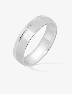 Alliance or blanc 750 ‰ avec 6 diamants - Mariage