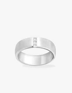 Alliance or blanc 750 ‰ avec 3 diamants - Mariage