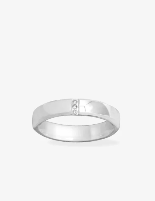 Alliance or blanc 750 ‰ avec 3 diamants - Mariage