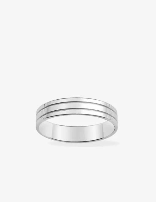 Alliance or blanc 750 ‰ contemporaine double rainure - Mariage