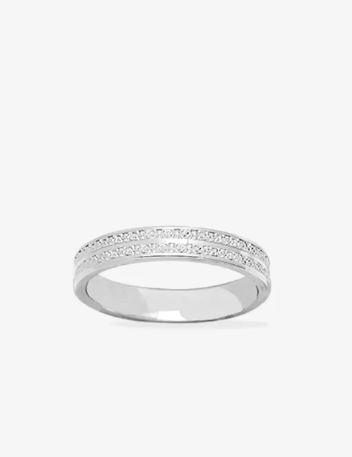 Alliance or blanc 750 ‰ diamantée - Mariage