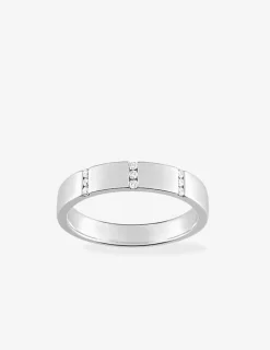 Alliance or blanc 750 ‰ et 9 diamants - Mariage