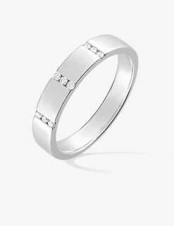 Alliance or blanc 750 ‰ et 9 diamants - Mariage