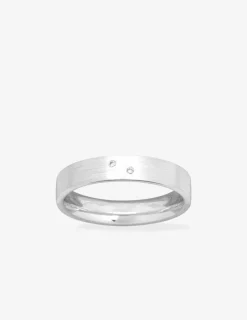 Alliance or blanc 750 ‰ et 2 diamants - Mariage