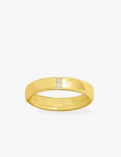 Alliance or jaune 750 ‰ avec 3 diamants - Mariage