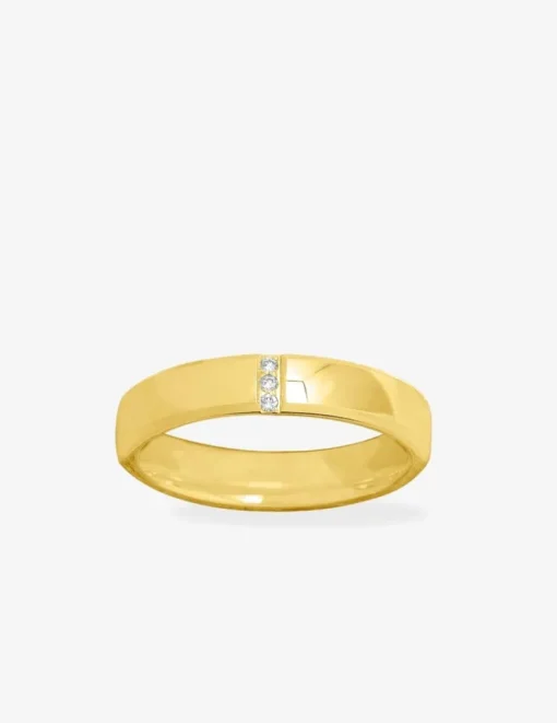 Alliance or jaune 750 ‰ avec 3 diamants - Mariage