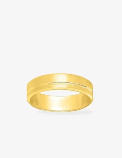 Alliance or jaune 750 ‰ contemporaine rainurée - Mariage
