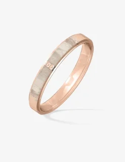 Alliance or rose 750 ‰ motif rainure - Mariage