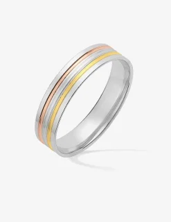 Alliance or tricolore 750 ‰ dominante blanc - Mariage