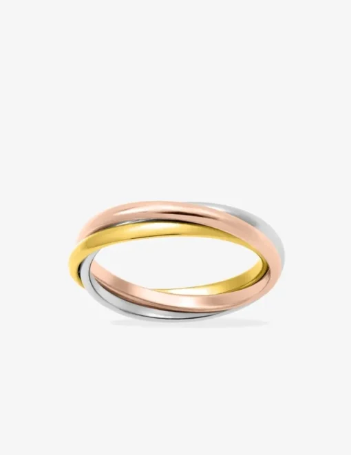 Alliance or tricolore 750 ‰ trois anneaux - Mariage