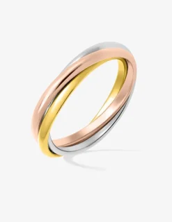 Alliance or tricolore 750 ‰ trois anneaux - Mariage