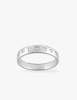 Alliance ruban en or blanc 750 ‰, 7 diamants 0,14 ct SO OR