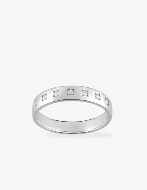 Alliance ruban en or blanc 750 ‰, 7 diamants 0,14 ct SO OR