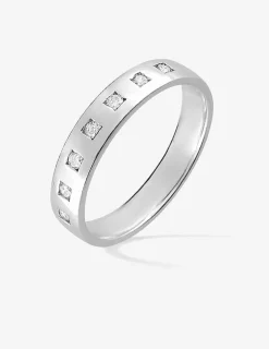 Alliance ruban en or blanc 750 ‰, 7 diamants 0,14 ct SO OR