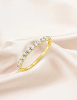 Alliance serti griffes or jaune 375 ‰ et oxydes de zirconium - Mariage