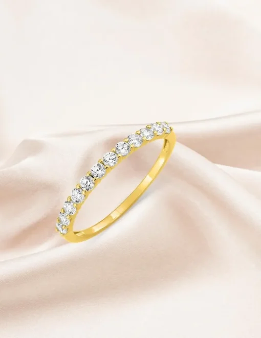Alliance serti griffes or jaune 375 ‰ et oxydes de zirconium - Mariage