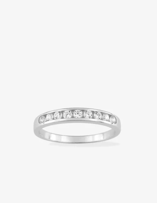 Alliance serti rail or blanc 375 ‰ et oxydes de zirconium, largeur 2,9 mm - Mariage