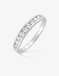 Alliance serti rail or blanc 375 ‰ et oxydes de zirconium, largeur 2,9 mm - Mariage