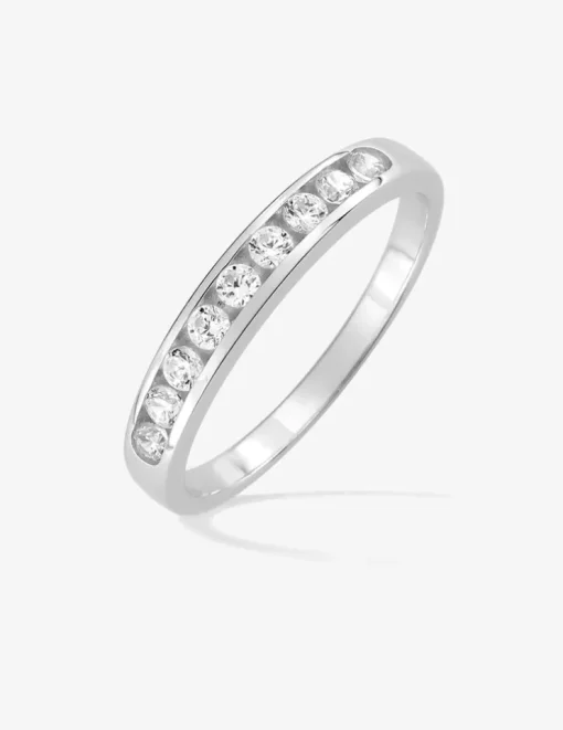 Alliance serti rail or blanc 375 ‰ et oxydes de zirconium, largeur 2,9 mm - Mariage