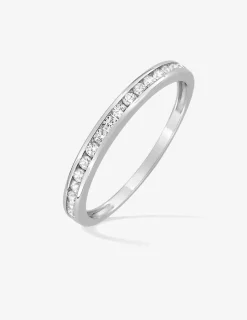 Alliance serti rail or blanc 375 ‰ et oxydes de zirconium, largeur 2,3 mm. - Mariage