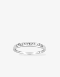 Alliance serti rail or blanc 375 ‰ et oxydes de zirconium, largeur 2,5 mm - Mariage