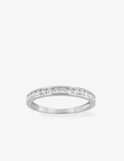 Alliance serti rail or blanc 375 ‰ et oxydes de zirconium, largeur 2,9 mm - Mariage