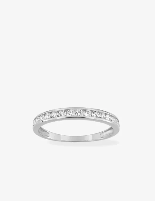 Alliance serti rail or blanc 375 ‰ et oxydes de zirconium, largeur 2,9 mm - Mariage