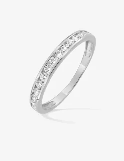 Alliance serti rail or blanc 375 ‰ et oxydes de zirconium, largeur 2,9 mm - Mariage