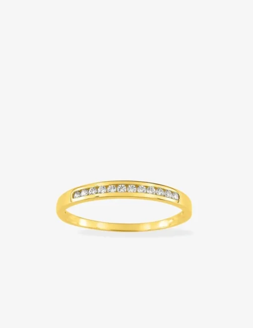 Alliance serti rail or jaune 375 ‰ et oxydes de zirconium, largeur 2,5 mm - Mariage