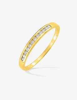 Alliance serti rail or jaune 375 ‰ et oxydes de zirconium, largeur 2,5 mm - Mariage