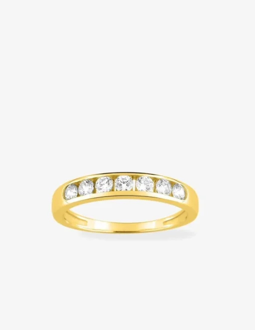 Alliance serti rail or jaune 375 ‰ et oxydes de zirconium - Mariage