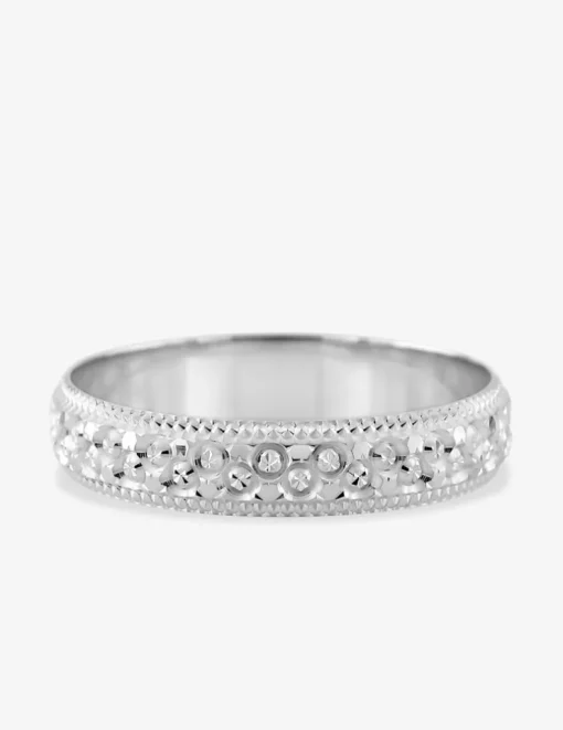 Alliance texturée fantaisie argent rhodié 925 ‰ 4 mm SO OR