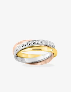 Alliance triple anneau fantaisie tricolore or 375‰ 2,5 mm - Mariage