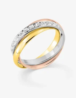 Alliance triple anneaux en or tricolore 750 ‰ - Mariage