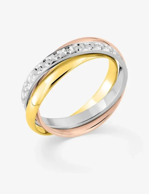 Alliance triple anneaux en or tricolore 750 ‰ - Mariage