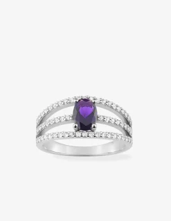 Bague 3 anneaux argent rhodié 925 ‰ et oxyde de zirconium violet SO OR