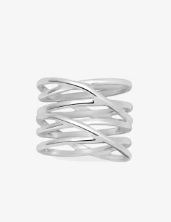 Bague 6 anneaux entremêlés argent rhodié 925 ‰ SO OR