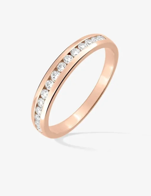 Bague 3 mm serti rail plaqué or rose et oxydes de zirconium SO OR