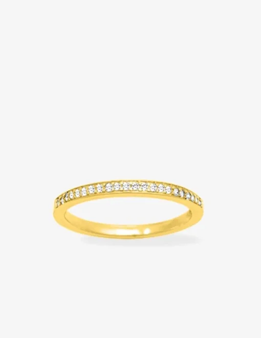 Bague 1,5 mm serti rail plaqué or et oxydes de zirconium SO OR