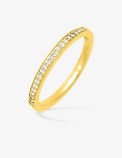 Bague 1,5 mm serti rail plaqué or et oxydes de zirconium SO OR